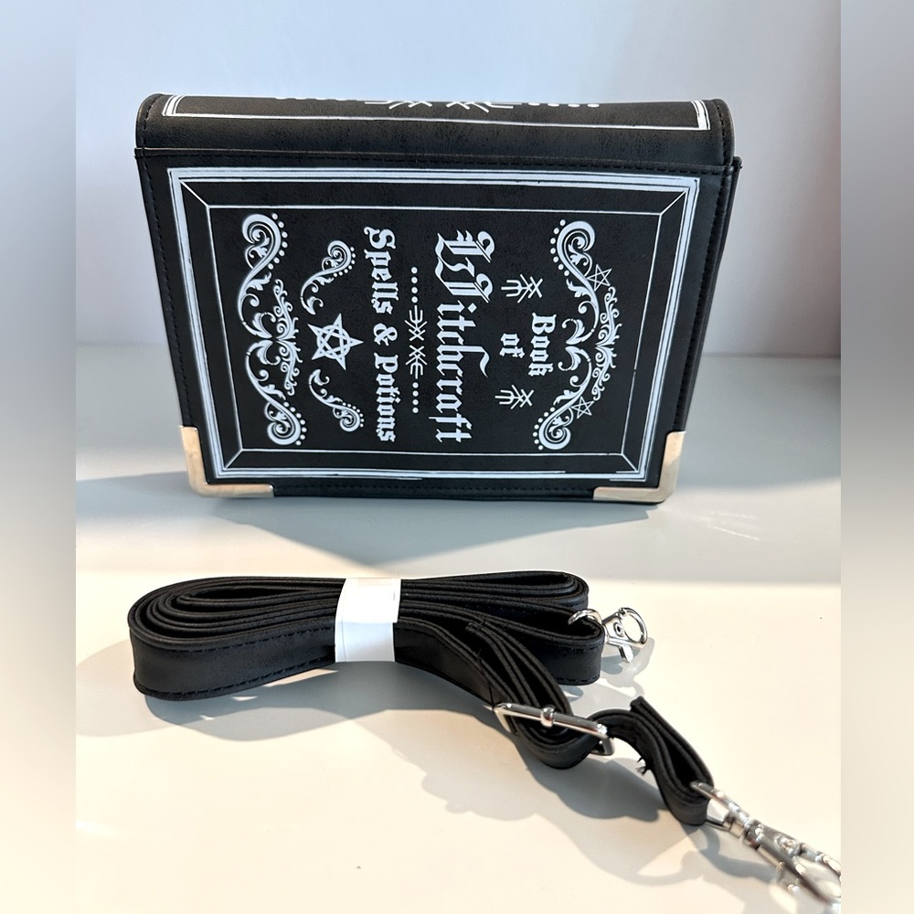 Black NWOT Crossbody Bag Designed to Look Like “Book of Witchcraft” - Picture 2 of 8